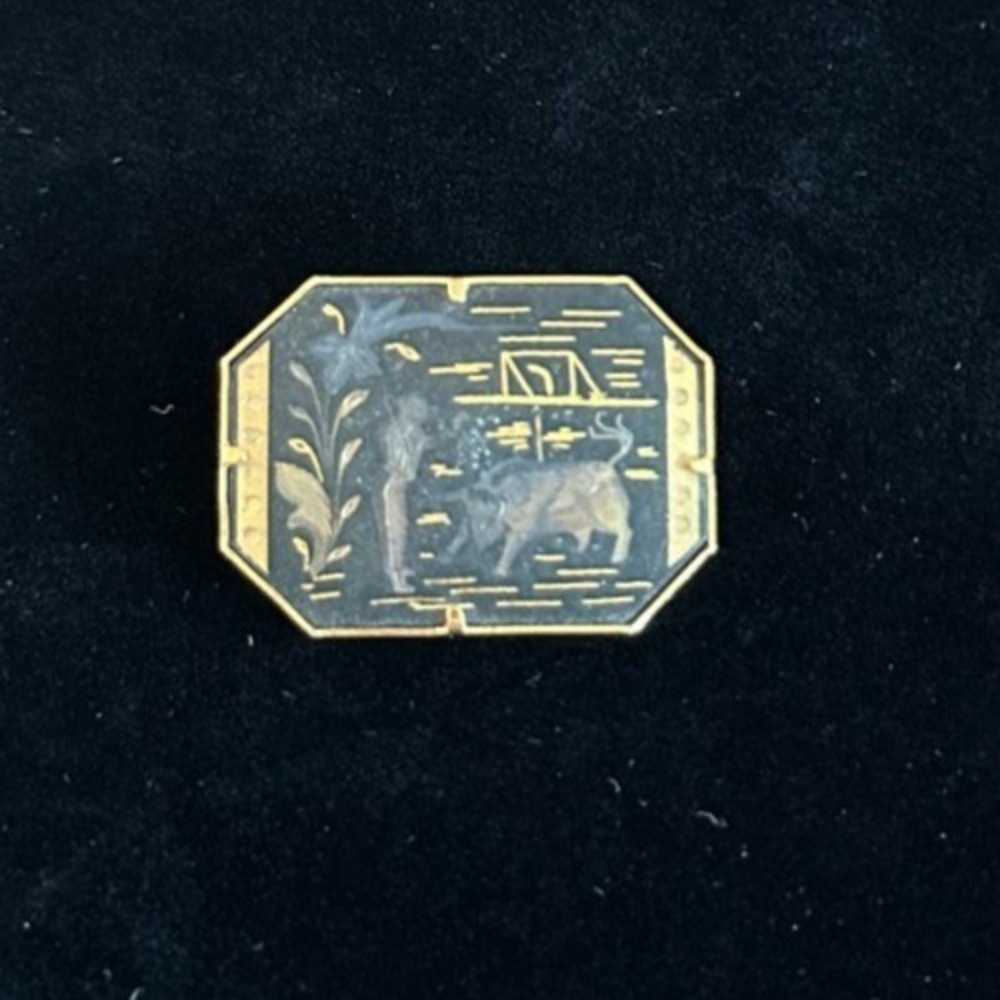 Vtg DAMASCENE BULL FIGHTER FLOWERS‎ LARGE PIN